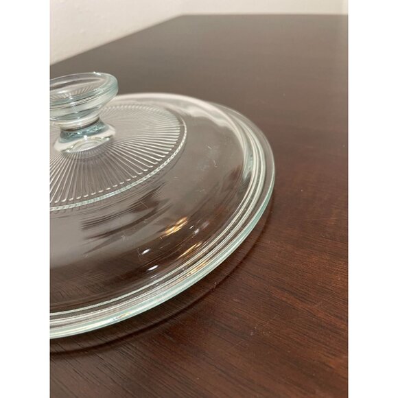 Vintage PYREX Clear Glass Lid With Ribbed Design G5C-A For 7 3/4" Round Dish - Picture 4 of 5